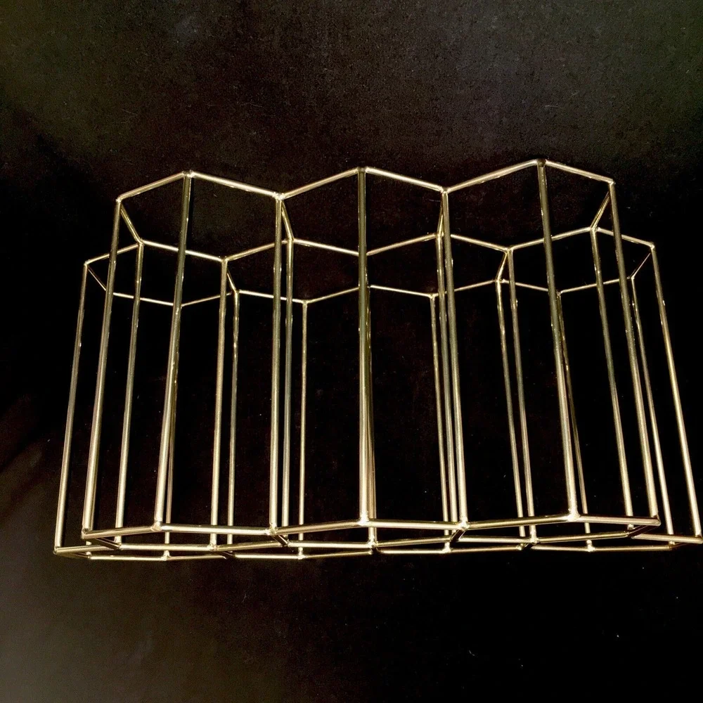 MCM Geometric Gold Wine Rack Freestanding Bottle Holder Wine Rack 7 Bottle